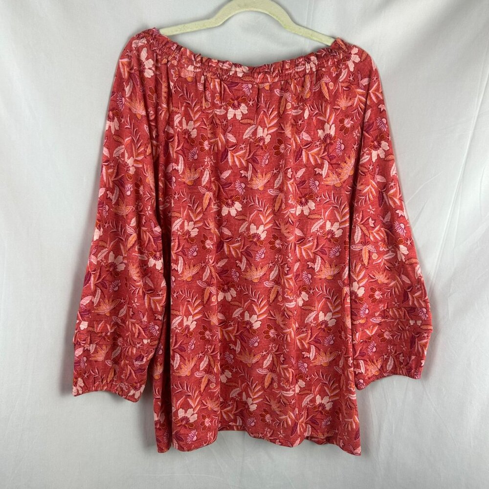 J Jill‎ Printed Convertible Shoulder Top Women Plus 2X Pink Floral 3/4 Sleeves - Picture 10 of 11